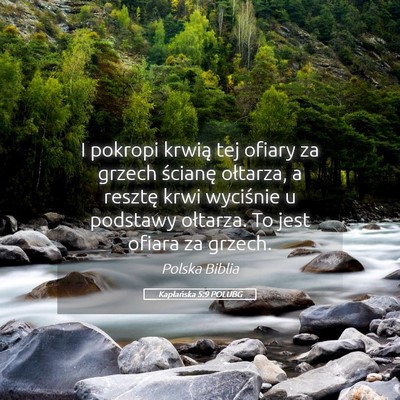 Picture 05 - Kapłańska 5:9 POLUBG - I pokropi krwią tej ofiary za grzech ścianę - Bible Verse Picture