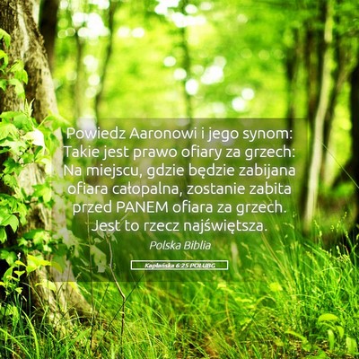 Picture 05 - Kapłańska 6:25 POLUBG - Powiedz Aaronowi i jego synom: Takie jest prawo - Bible Verse Picture