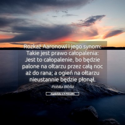 Picture 05 - Kapłańska 6:9 POLUBG - Rozkaż Aaronowi i jego synom: Takie jest prawo - Bible Verse Picture