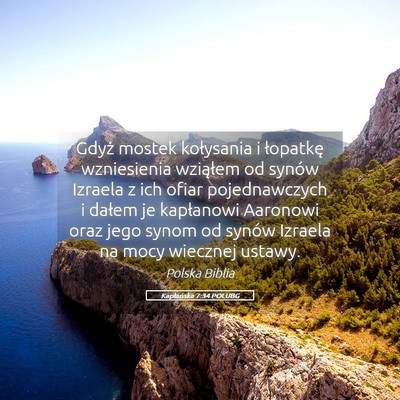 Picture 05 - Kapłańska 7:34 POLUBG - Gdyż mostek kołysania i łopatkę wzniesienia - Bible Verse Picture
