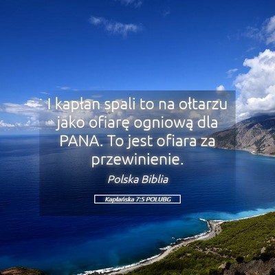 Picture 05 - Kapłańska 7:5 POLUBG - I kapłan spali to na ołtarzu jako ofiarę - Bible Verse Picture