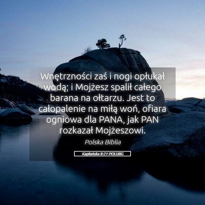 Picture 05 - Kapłańska 8:21 POLUBG - Wnętrzności zaś i nogi opłukał wodą; i - Bible Verse Picture