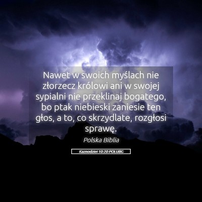 Picture 05 - Kaznodziei 10:20 POLUBG - Nawet w swoich myślach nie złorzecz królowi - Bible Verse Picture
