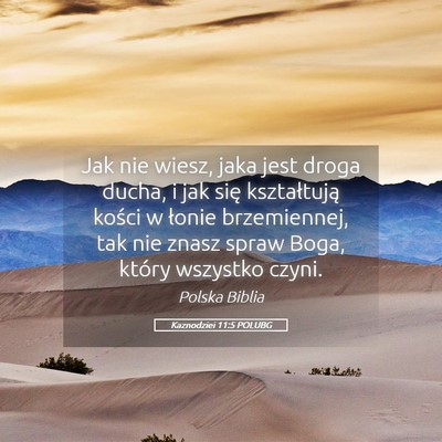 Picture 05 - Kaznodziei 11:5 POLUBG - Jak nie wiesz, jaka jest droga ducha, i jak się - Bible Verse Picture