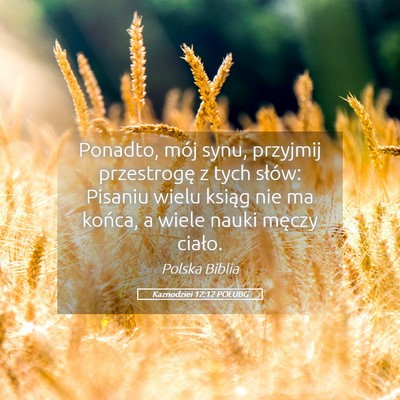 Picture 05 - Kaznodziei 12:12 POLUBG - Ponadto, mój synu, przyjmij przestrogę z tych - Bible Verse Picture