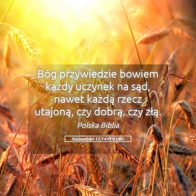 Picture 05 - Kaznodziei 12:14 POLUBG - Bóg przywiedzie bowiem każdy uczynek na sąd, - Bible Verse Picture