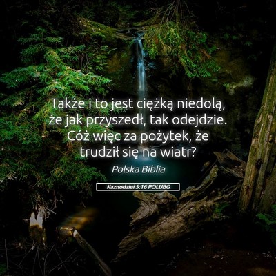 Picture 05 - Kaznodziei 5:16 POLUBG - Także i to jest ciężką niedolą, że jak - Bible Verse Picture