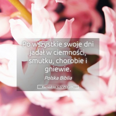 Picture 05 - Kaznodziei 5:17 POLUBG - Po wszystkie swoje dni jadał w ciemności, - Bible Verse Picture