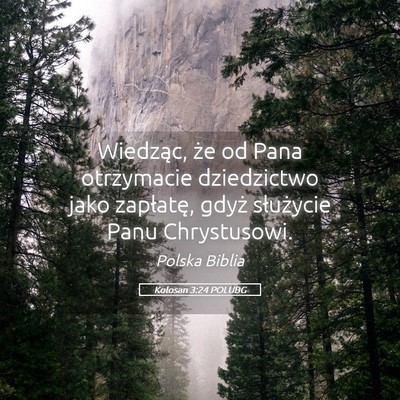 Picture 05 - Kolosan 3:24 POLUBG - Wiedząc, że od Pana otrzymacie dziedzictwo jako - Bible Verse Picture