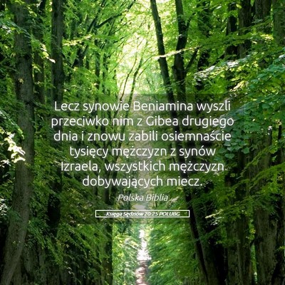 Picture 05 - Księga Sędziów 20:25 POLUBG - Lecz synowie Beniamina wyszli przeciwko nim z - Bible Verse Picture