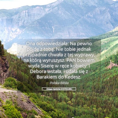 Picture 05 - Księga Sędziów 4:9 POLUBG - Ona odpowiedziała: Na pewno pójdę z tobą. Nie - Bible Verse Picture