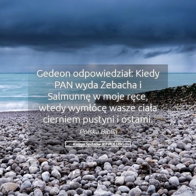 Picture 05 - Księga Sędziów 8:7 POLUBG - Gedeon odpowiedział: Kiedy PAN wyda Zebacha i - Bible Verse Picture