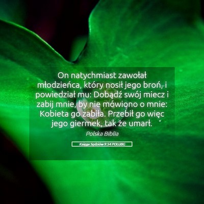 Picture 05 - Księga Sędziów 9:54 POLUBG - On natychmiast zawołał młodzieńca, który - Bible Verse Picture