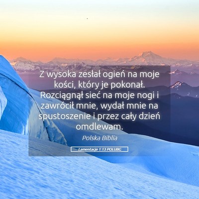 Picture 05 - Lamentacje 1:13 POLUBG - Z wysoka zesłał ogień na moje kości, który - Bible Verse Picture