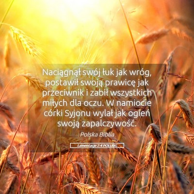 Picture 05 - Lamentacje 2:4 POLUBG - Naciągnął swój łuk jak wróg, postawił - Bible Verse Picture