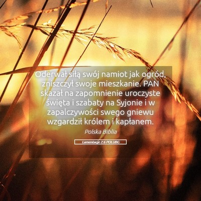 Picture 05 - Lamentacje 2:6 POLUBG - Oderwał siłą swój namiot jak ogród, - Bible Verse Picture
