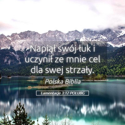 Picture 05 - Lamentacje 3:12 POLUBG - Napiął swój łuk i uczynił ze mnie cel dla - Bible Verse Picture