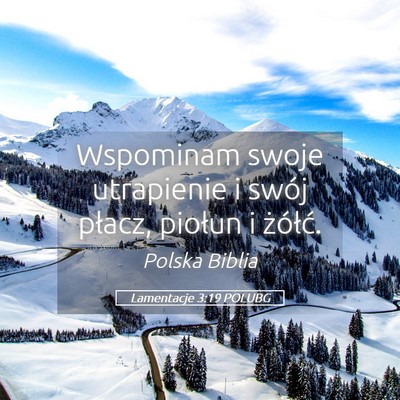 Picture 05 - Lamentacje 3:19 POLUBG - Wspominam swoje utrapienie i swój płacz, - Bible Verse Picture