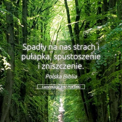 Picture 05 - Lamentacje 3:47 POLUBG - Spadły na nas strach i pułapka, spustoszenie i - Bible Verse Picture