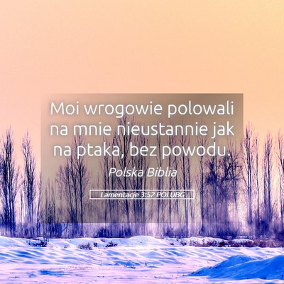 Picture 05 - Lamentacje 3:52 POLUBG - Moi wrogowie polowali na mnie nieustannie jak na - Bible Verse Picture