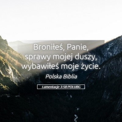 Picture 05 - Lamentacje 3:58 POLUBG - Broniłeś, Panie, sprawy mojej duszy, - Bible Verse Picture
