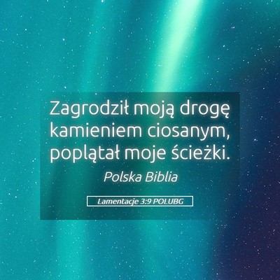 Picture 05 - Lamentacje 3:9 POLUBG - Zagrodził moją drogę kamieniem ciosanym, - Bible Verse Picture