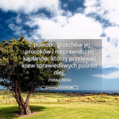 Picture 05 - Lamentacje 4:13 POLUBG - Z powodu grzechów jej proroków i nieprawości - Bible Verse Picture