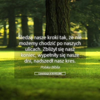 Picture 05 - Lamentacje 4:18 POLUBG - Śledzą nasze kroki tak, że nie możemy - Bible Verse Picture