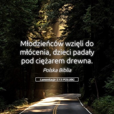 Picture 05 - Lamentacje 5:13 POLUBG - Młodzieńców wzięli do młócenia, dzieci - Bible Verse Picture