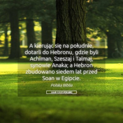 Picture 05 - Liczb 13:22 POLUBG - A kierując się na południe, dotarli do - Bible Verse Picture
