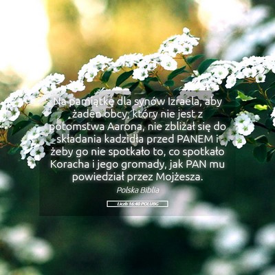 Picture 05 - Liczb 16:40 POLUBG - Na pamiątkę dla synów Izraela, aby żaden - Bible Verse Picture