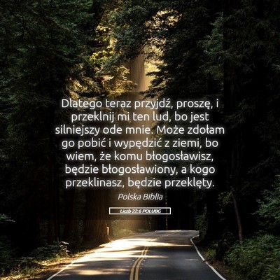 Picture 05 - Liczb 22:6 POLUBG - Dlatego teraz przyjdź, proszę, i przeklnij mi - Bible Verse Picture