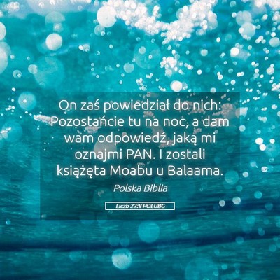 Picture 05 - Liczb 22:8 POLUBG - On zaś powiedział do nich: Pozostańcie tu na - Bible Verse Picture