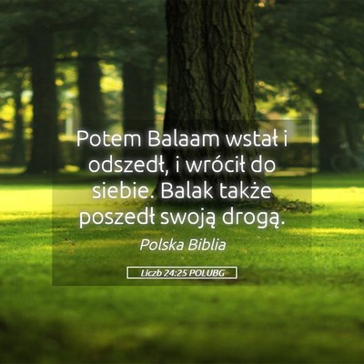 Picture 05 - Liczb 24:25 POLUBG - Potem Balaam wstał i odszedł, i wrócił do - Bible Verse Picture