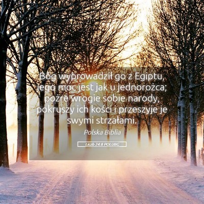 Picture 05 - Liczb 24:8 POLUBG - Bóg wyprowadził go z Egiptu, jego moc jest jak - Bible Verse Picture