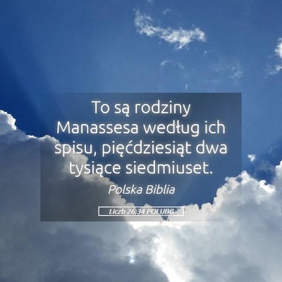 Picture 05 - Liczb 26:34 POLUBG - To są rodziny Manassesa według ich spisu, - Bible Verse Picture