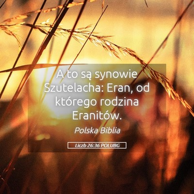 Picture 05 - Liczb 26:36 POLUBG - A to są synowie Szutelacha: Eran, od którego - Bible Verse Picture