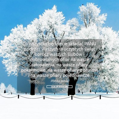 Picture 05 - Liczb 29:39 POLUBG - To wszystko będziecie składać PANU podczas - Bible Verse Picture