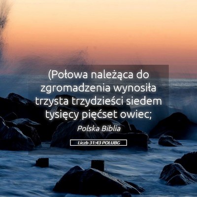 Picture 05 - Liczb 31:43 POLUBG - (Połowa należąca do zgromadzenia wynosiła - Bible Verse Picture