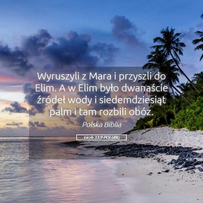 Picture 05 - Liczb 33:9 POLUBG - Wyruszyli z Mara i przyszli do Elim. A w Elim - Bible Verse Picture
