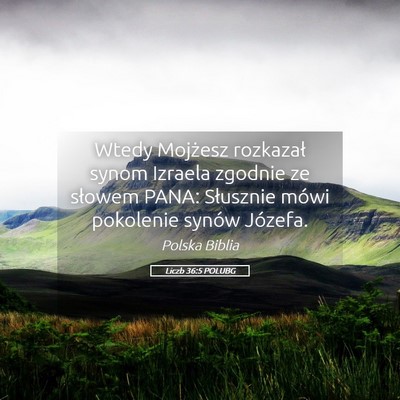 Picture 05 - Liczb 36:5 POLUBG - Wtedy Mojżesz rozkazał synom Izraela zgodnie ze - Bible Verse Picture