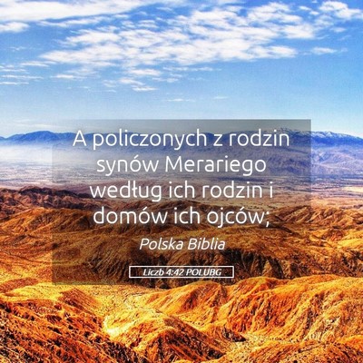 Picture 05 - Liczb 4:42 POLUBG - A policzonych z rodzin synów Merariego według - Bible Verse Picture