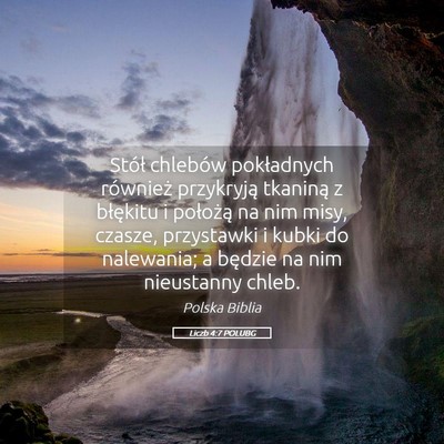 Picture 05 - Liczb 4:7 POLUBG - Stół chlebów pokładnych również przykryją - Bible Verse Picture
