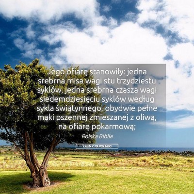 Picture 05 - Liczb 7:79 POLUBG - Jego ofiarę stanowiły: jedna srebrna misa wagi - Bible Verse Picture