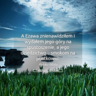 Picture 05 - Malachiasza 1:3 POLUBG - A Ezawa znienawidziłem i wydałem jego góry na - Bible Verse Picture