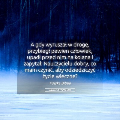 Picture 05 - Marka 10:17 POLUBG - A gdy wyruszał w drogę, przybiegł pewien - Bible Verse Picture