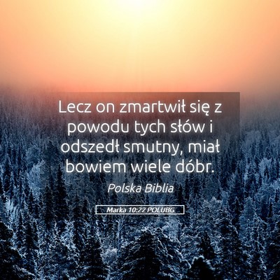 Picture 05 - Marka 10:22 POLUBG - Lecz on zmartwił się z powodu tych słów i - Bible Verse Picture