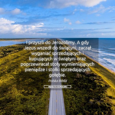 Picture 05 - Marka 11:15 POLUBG - I przyszli do Jerozolimy. A gdy Jezus wszedł do - Bible Verse Picture