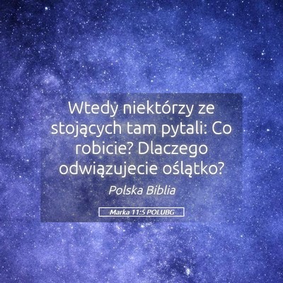 Picture 05 - Marka 11:5 POLUBG - Wtedy niektórzy ze stojących tam pytali: Co - Bible Verse Picture