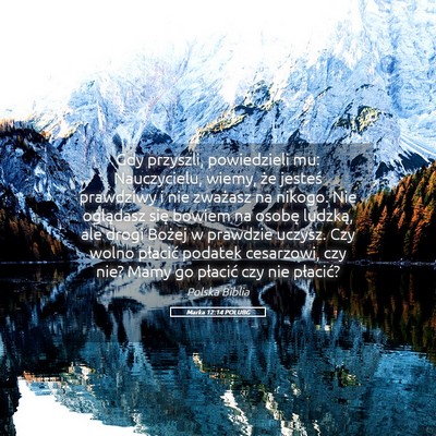 Picture 05 - Marka 12:14 POLUBG - Gdy przyszli, powiedzieli mu: Nauczycielu, wiemy, - Bible Verse Picture